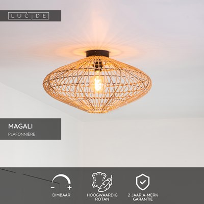 Lucide MAGALI - Plafonnière - Ø 56 cm - 1xE27 - Naturel